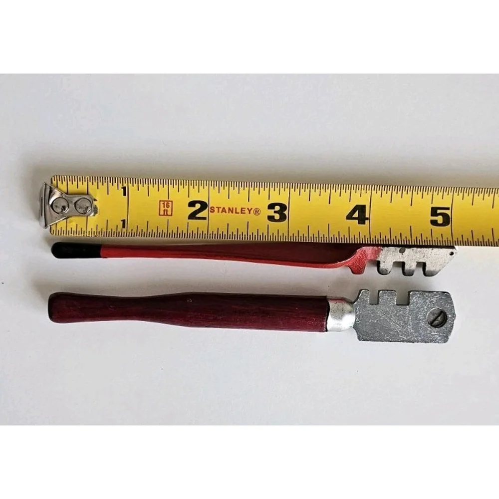 Lot of 2 Vintage Glass Cutters | Fletcher Terry Red Tapper + Wood Handle Wheel